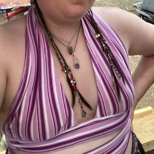 Purple Striped Halter Top